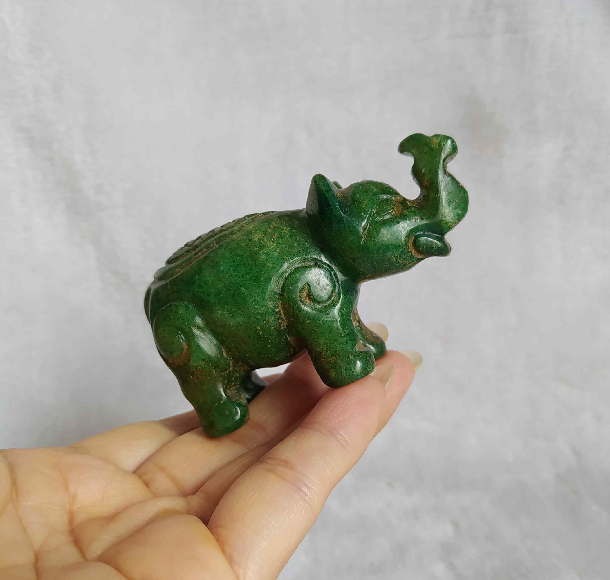 3' Large Green Jade Carved Elephant Figurine Antique Etsy