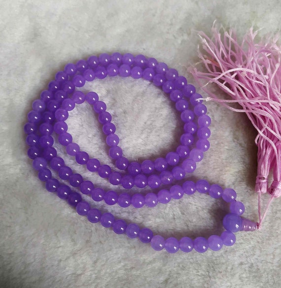 Natural 8mm Purple Jade 108 Prayer Beads Necklace /bracelet Etsy