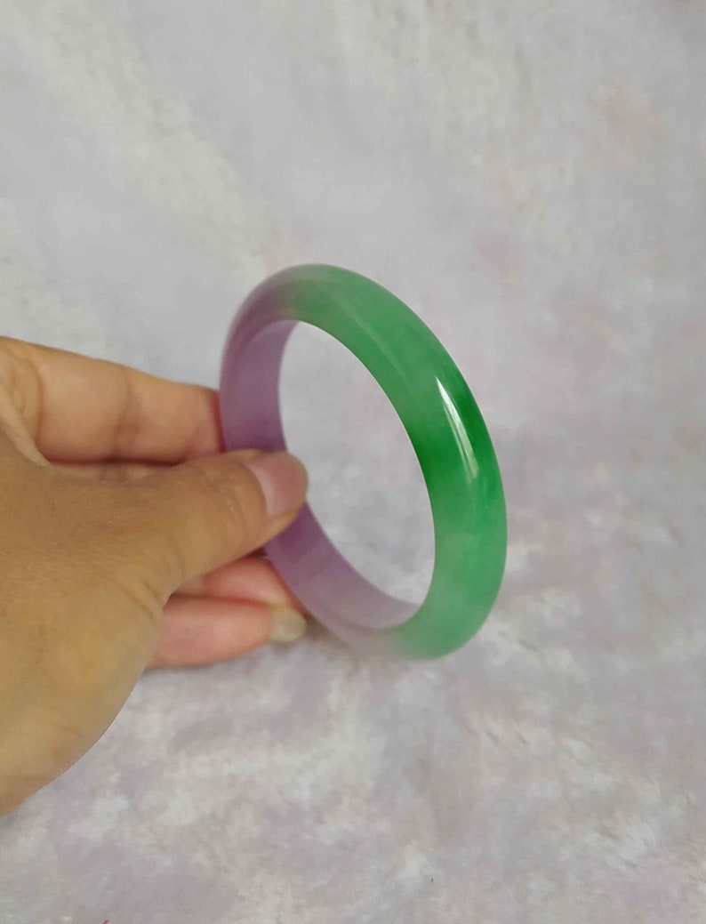 Natural jadeite bangle Burma jadeite bangle E1896 green violet ice bangle