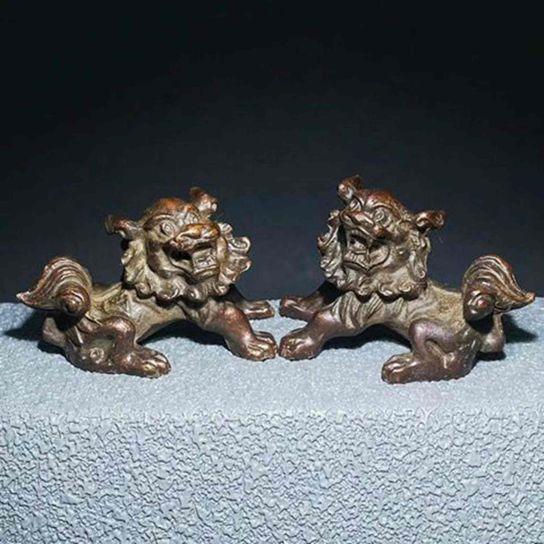 Brass Hand Carved A Pair Lion Statue, Home Decoration ,antique Collection Etsy
