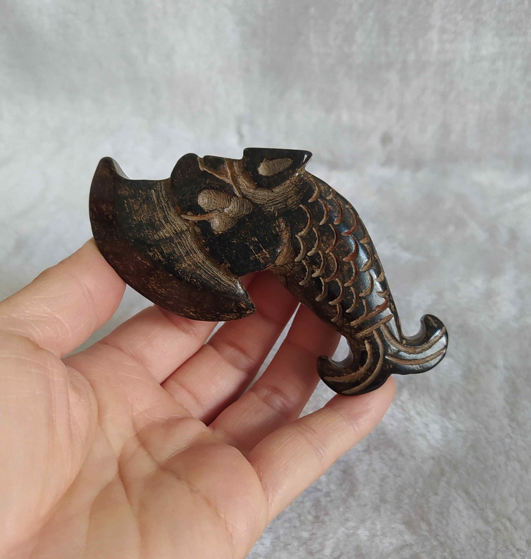 Antiques Chinese Jade Carved Fish Axe Statue E2537 - Etsy