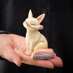 Color-changing tea pet, cute little fox tea pet statue, home office decorations