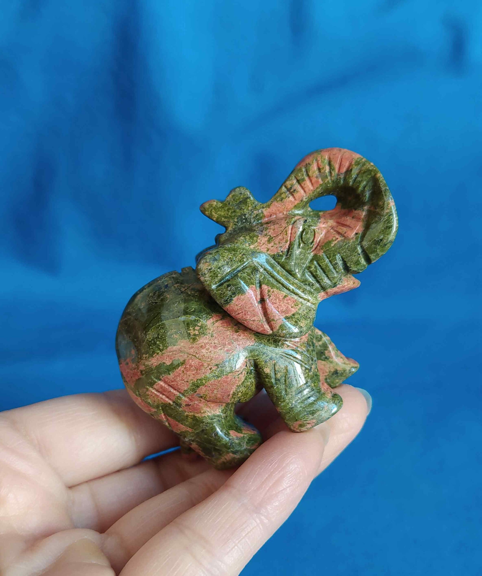 Natural Unakite Jade Carved Elephant Figurine Jade Carved Etsy