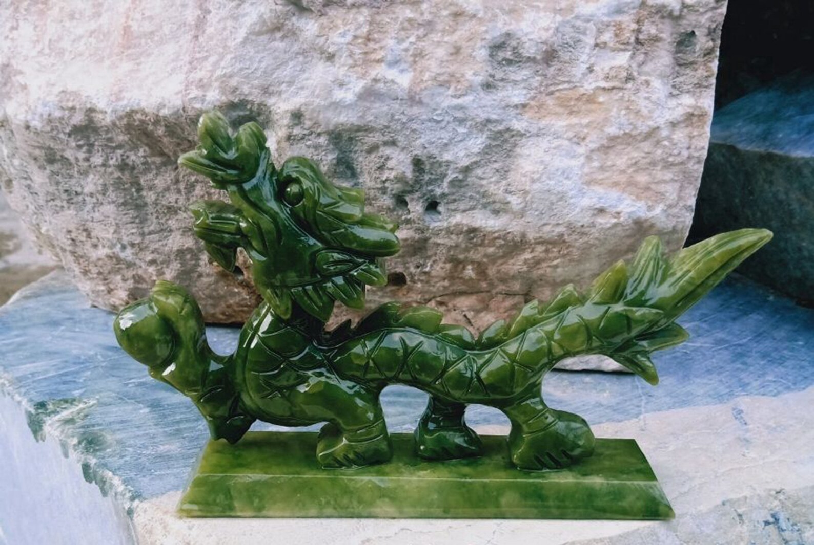 Natural Green Jade Statue. Carved With a Dragon Image. E1833 Etsy