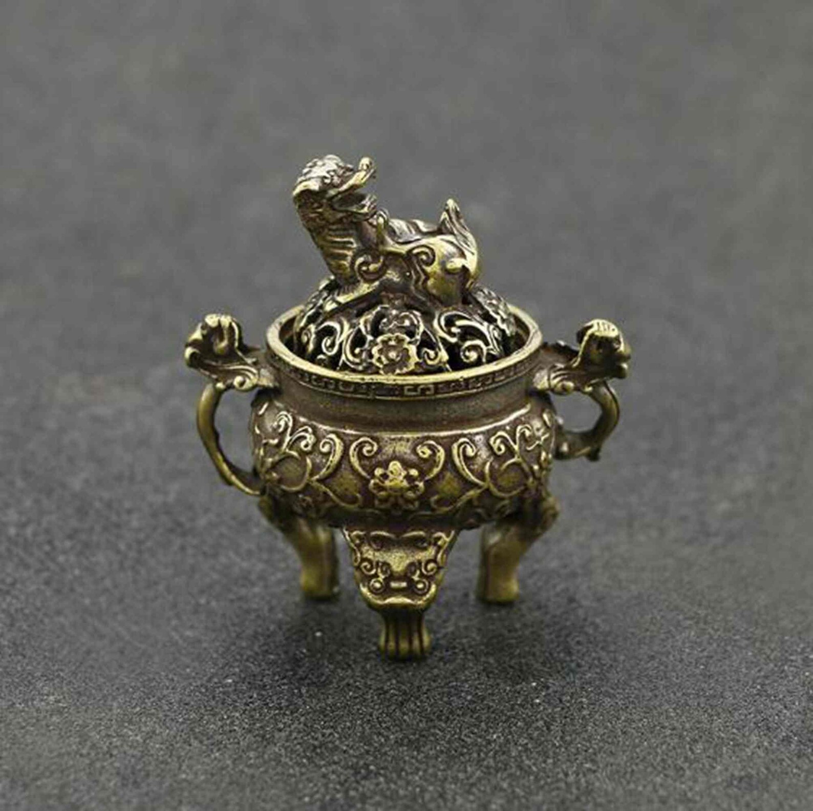 Antique Brass Hand Carved Dragon Incense Burner Home Etsy