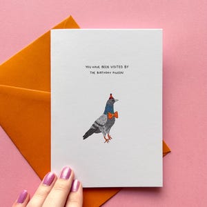Birthday Pigeon Printed Greeting Card, Birthday Bird Greeting Card
