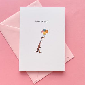 Kartka z życzeniami urodzinowymi z motywem biegacza i kaczki, wydrukowana na papierze akwarelowym, kartka urodzinowa z motywem kaczki