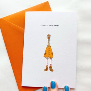 Penso che tu sia un grande biglietto d'auguri stampato con anatra, biglietto d'auguri con anatra impermeabile