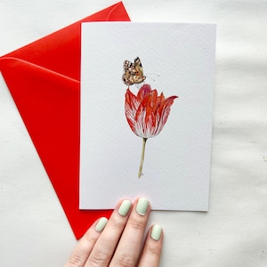 Rote Tulpe gedruckte Grußkarte, jede mögliche Gelegenheit bunte Grußkarte