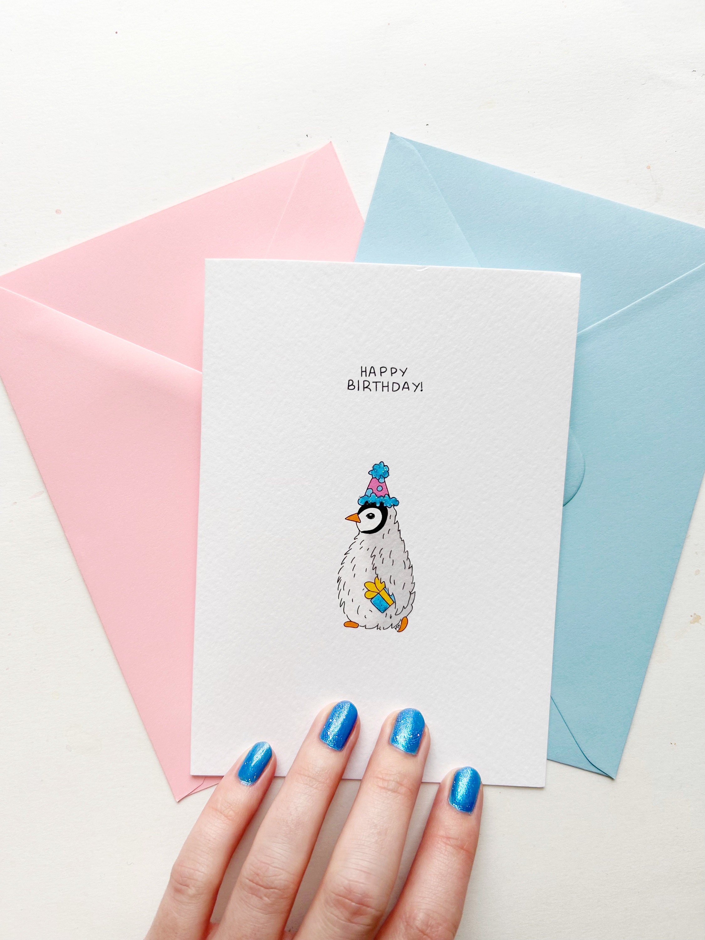 Alles gute zum geburtstag lächeln pinguin geschenk • wandsticker nubes,  Gruß, trendy