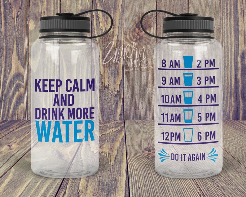 Keep Calm and Drink More Water Water Bottle Tracker | Etsy