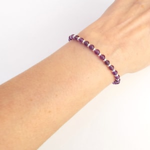 Delicate Amethyst Bracelet with Sterling Silver, Adjustable