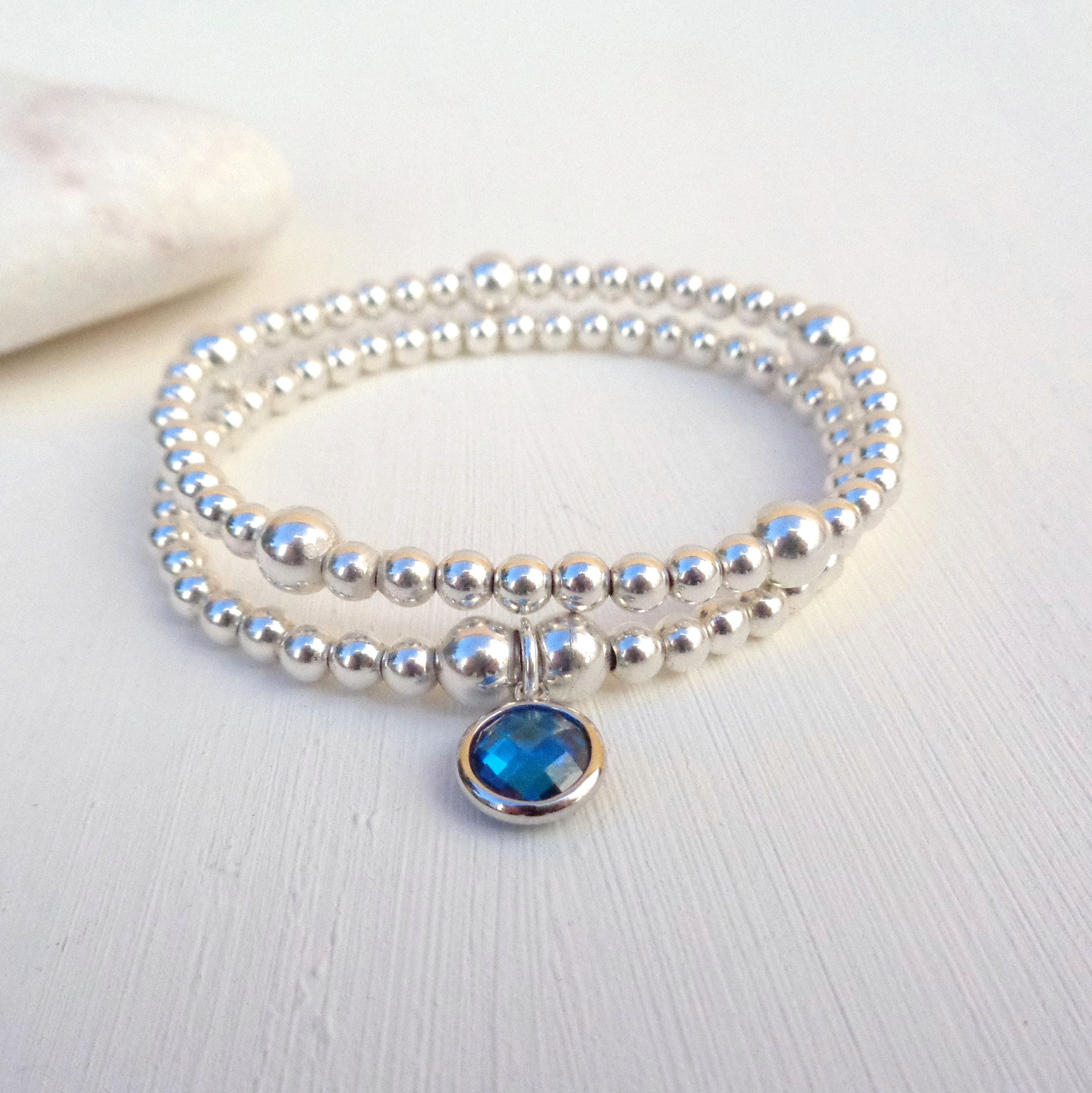 Sterling Silver Elastic Bracelets Two Together Silver Etsy