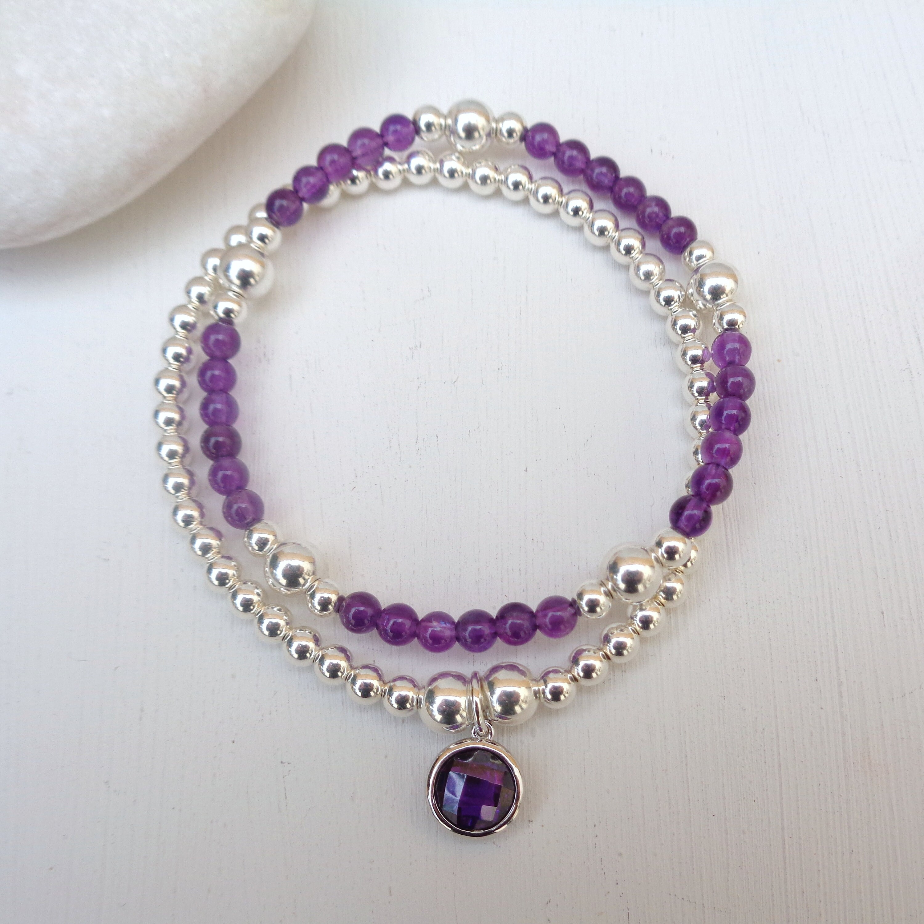 Sterling Silver Elastic Bracelets Set Of Two Bracelets Etsy