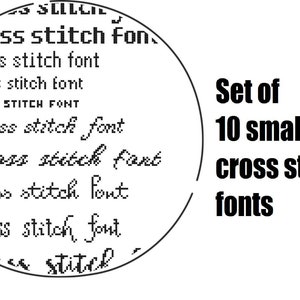 Set of 10 cross stitch font pattern, Alphabet cross stitch letters
