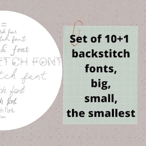 Set van 10 kruissteeklettertypen en cijferspatroon Cursieve alfabetpatronen met stiksteek Klein groot de kleinste kruissteekletters