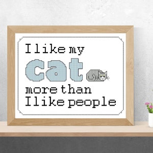 Cat Cross Stitch Pattern, Subversive Cross Stitch, Modern Cross Stitch, Animals Cross Stitch, PDF Instant Download, For Cat Lovers, Pets
