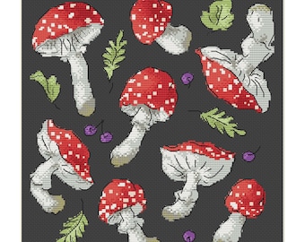 Mushroom Cross Stitch Pattern: Fly Agaric Sampler (PDF Pattern)
