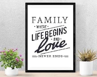 Family Quote Cross Stitch Pattern: Modern Home Decor (PDF Download)