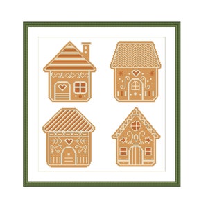 Cute Gingerbread Houses Collection, Cross Stitch Pattern, PDF Modern Pattern, Xmas Cross Stitch, Merry Christmas, Holiday Gift, Home Decor