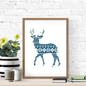 Christmas cross stitch pattern nordic deer