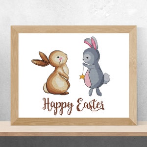 Cross Stitch Pattern Easter Bunny, Modern Cross Stitch, Cute Embroidery, Cross Stitch Easter