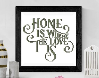 Cross Stitch Pattern Home Sweet Home, Modern Cross Stitch, PDF Instant Download, Typography Font Xstitch, Letters Easy Cross Stitch