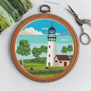 Lighthouse Landscape Cross Stitch Pattern (PDF Pattern)