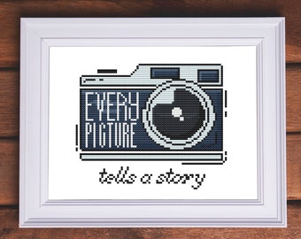 Cross stitch pattern camera , instant download PDF, Every picture tells a story