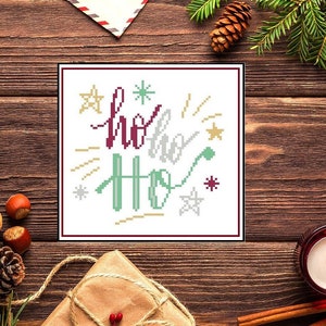 Ho ho ho Cross Stitch Pattern Christmas Funny, Modern Cross Stitch, Download PDF, Christmas Decor