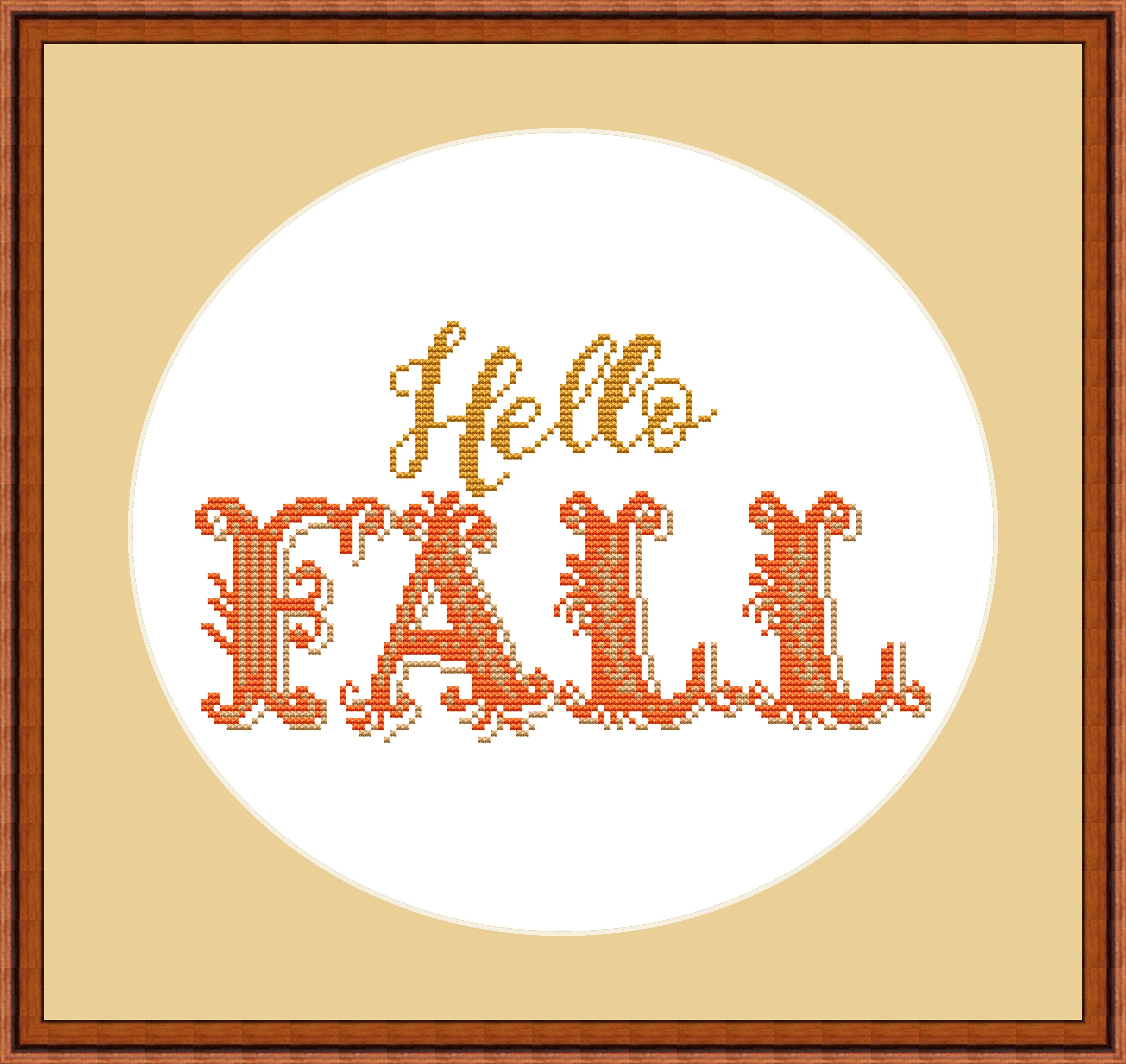Hello Fall Cross Stitch Pattern Instant Download PDF Modern | Etsy