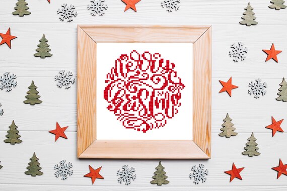 Merry Christmas cross stitch pattern beginner pdf cross stitch christmas cards