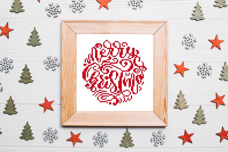 Merry Christmas cross stitch pattern beginner pdf cross stitch christmas cards