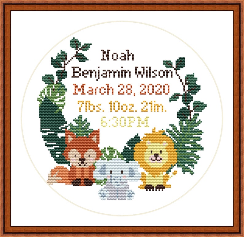 Birth Announcement Cross Stitch Pattern Baby Announcement Etsy