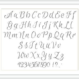 Cross stitch cursive font pattern Backstitch alphabet Cross stitch letters and numbers