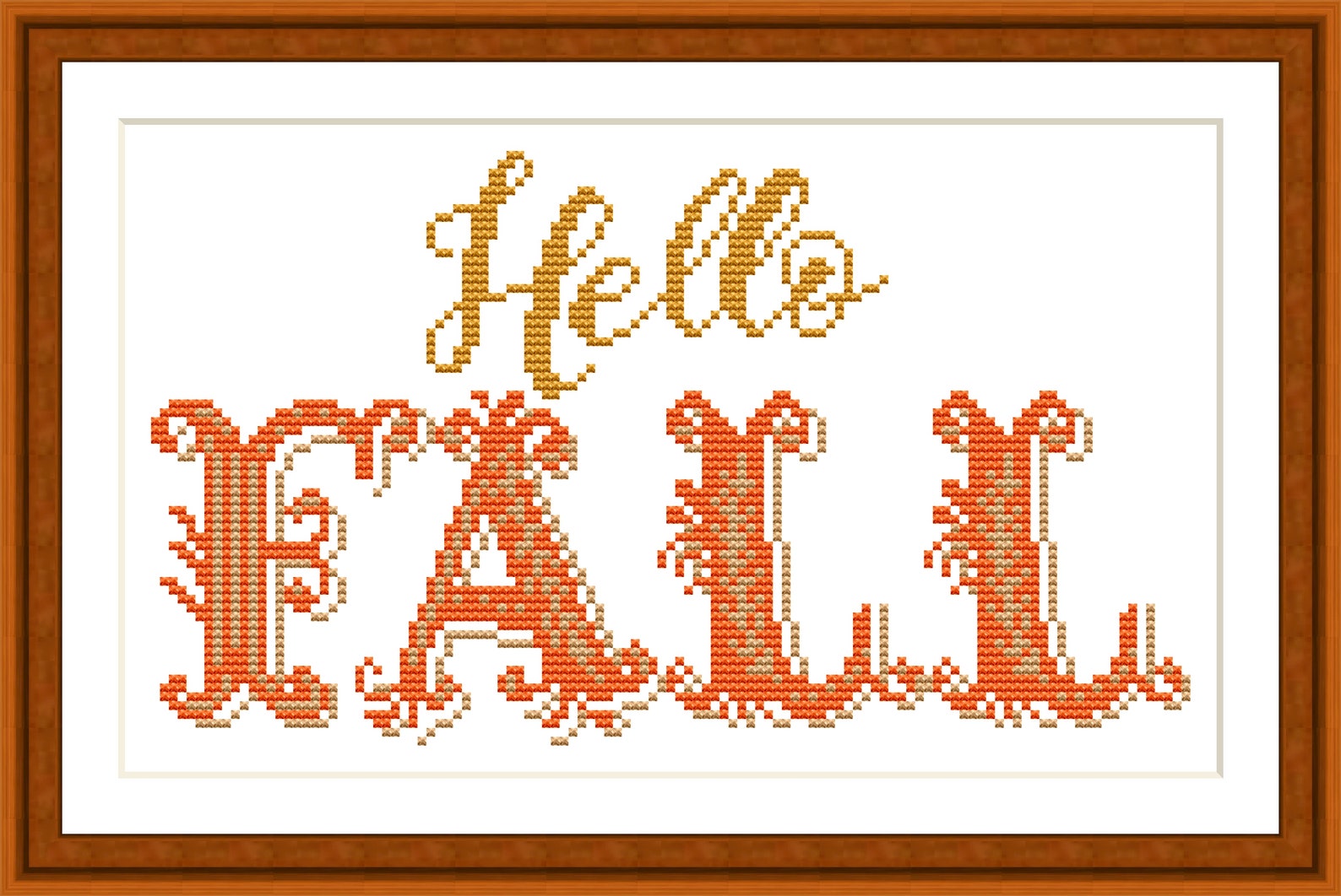 Hello Fall Cross Stitch Pattern, Instant Download PDF, Modern ...