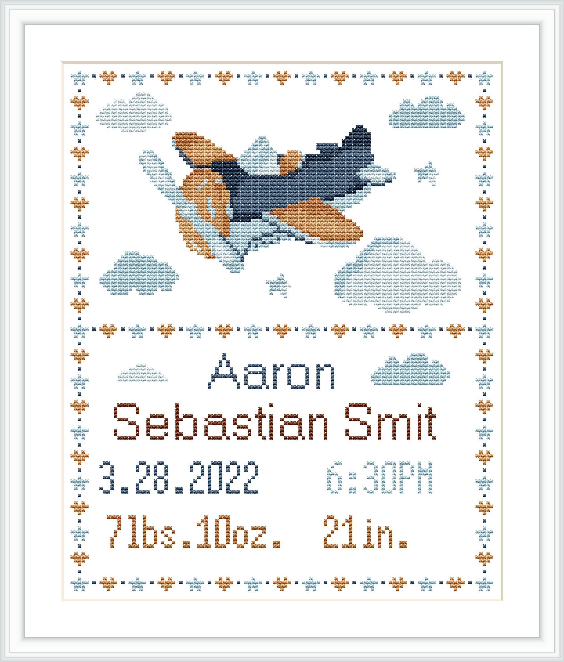 Birth Announcement Cross Stitch Pattern Personalized Baby - Etsy