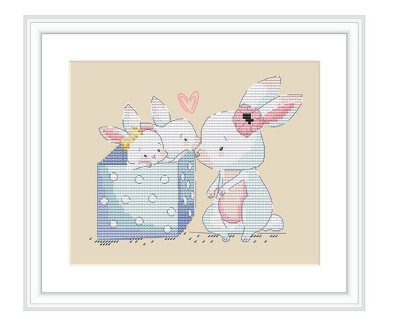 Bunny Cross Stitch Pattern, Nursery Cross Stitch, Cute Infant Cross Stitch, Nursery Bunny, Cross Stitch Baby Boy Baby Girl, Mom and Baby