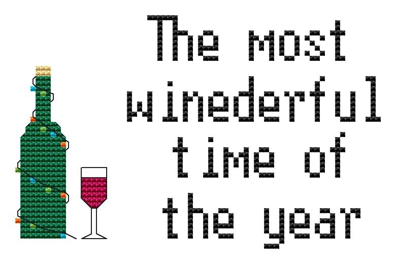 Christmas Cross Stitch Pattern PDF Modern Cross Stitch Wine Etsy
