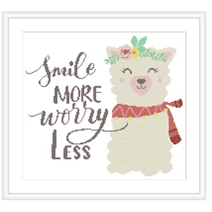 Funny cross stitch pattern llama, positive cross stitch animals patterns