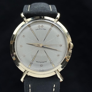 Relógio vintage Hamilton AUTOMATIC K-454 &quot;Sputnik&quot; 1955 - ouro 10k preenchido, 17j, revisado em março de 2025