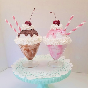 Fake ice cream sundae, tiered tray decor, photo prop, home decor, ice cream, whipped cream