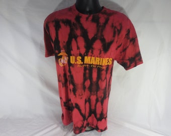 Delta Pro Weights - U.S Marines - Acid Wash - Red Dye Splatter T-shirt - Size Extra Large
