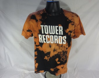 Acid Wash - Tower Records - No Music No Life t-shirt - Size Medium