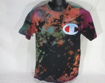 Vintage - Reverse Tie Dye - Champion Big C stitched Logo Shirt - Size Extra Large