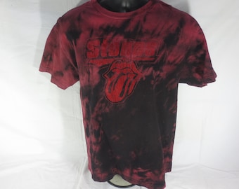 Distressed - Acid Wash - Red Tie Dye Splatter - The Rolling Stones shirt - Size Large
