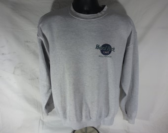 Vintage - Hard Rock Cafe - Hollywood - Rock & Roll - Grey - Sweatshirt - Size Large