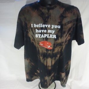 Office Space - Milton - I believe you&#39;ve my stapler - Acid Wash Blue Dye Splatter t-shirt - Size 2XL