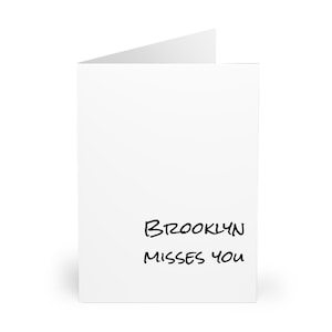 Tu me manques à Brooklyn, lot de 5 cartes de correspondance encourageantes, parfaites pour les amis au long cours, les souhaits d'anniversaire, je pense à vous