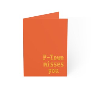 P-Town Misses You Grußkarten - Lustige orange Karte für jeden Anlass, perfekt für Postkarten, Freundschaft, Ermutigung, Liebe